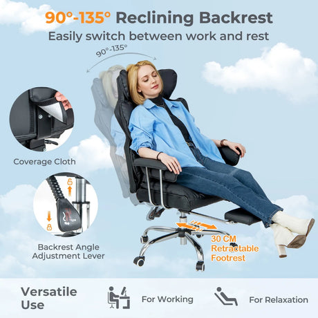 Ergonomic High Back Office Chair Executive Computer Desk Chair-Black