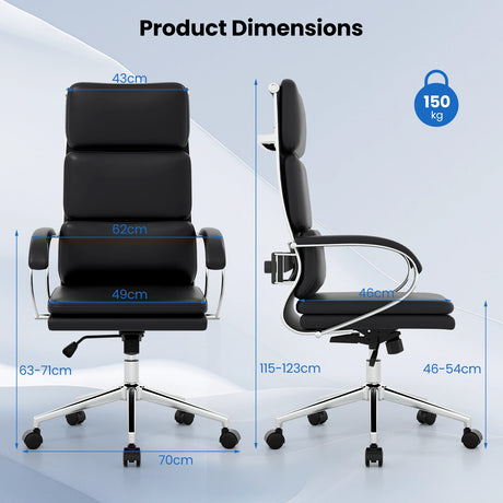Ergonomic Leather Office Chair Executive Chair with Rocking Function-Black