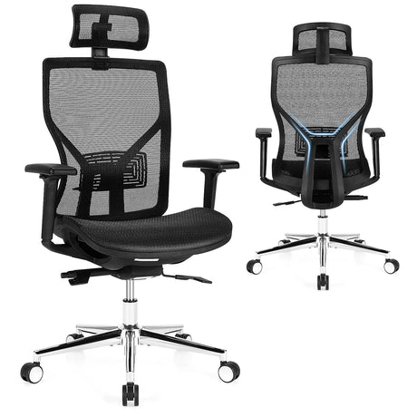 High-Back Mesh Executive Chair with Sliding Seat and Adjustable Lumbar Support