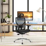 High-Back Mesh Executive Chair with Sliding Seat and Adjustable Lumbar Support
