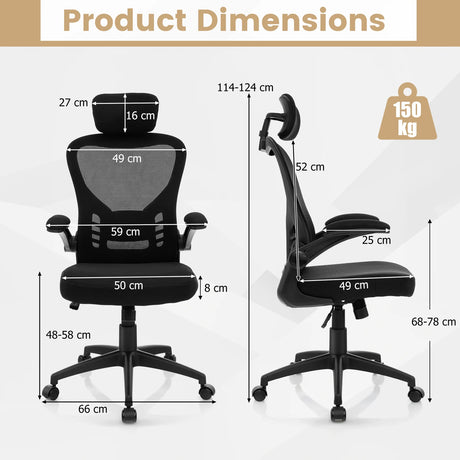 Ergonomic Mesh Office Chair with Adjustable Height-Black