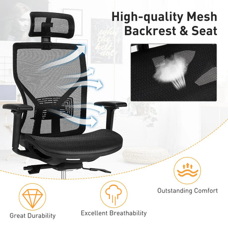 High-Back Mesh Executive Chair with Sliding Seat and Adjustable Lumbar Support