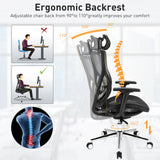 High-Back Mesh Executive Chair with Sliding Seat and Adjustable Lumbar Support