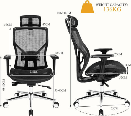 High-Back Mesh Executive Chair with Sliding Seat and Adjustable Lumbar Support