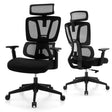 Ergonomic Office Chair with N Type Lumbar Support and Adjustable Headrest-Black