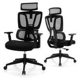 Ergonomic Office Chair with N Type Lumbar Support and Adjustable Headrest-Black