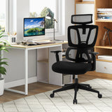 Ergonomic Office Chair with N Type Lumbar Support and Adjustable Headrest-Black