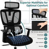 Ergonomic Office Chair with N Type Lumbar Support and Adjustable Headrest-Black