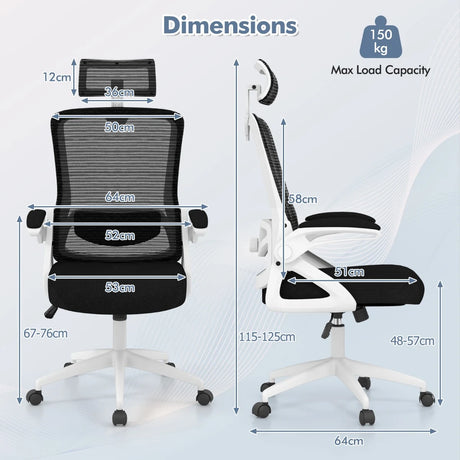 Ergonomic Office Chair with Adjustable Lumbar Support-White
