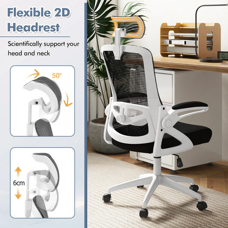Ergonomic Office Chair with Adjustable Lumbar Support-White