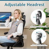 Ergonomic Office Chair with Adjustable Lumbar Support for Home Office-Black