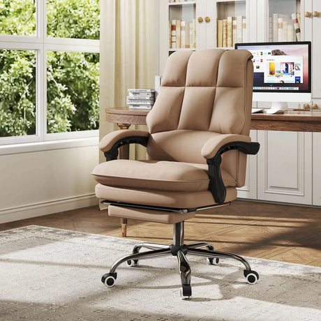 Ergonomic office chair with retractable footrest executive chair desk chair coffee