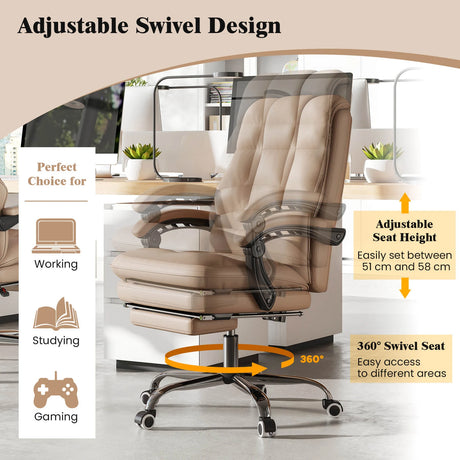 Ergonomic office chair with retractable footrest executive chair desk chair coffee