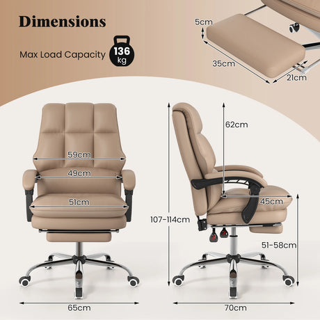 Ergonomic office chair with retractable footrest executive chair desk chair coffee