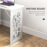 HOMCOM Fold-Out Desk 98cm with Storage and Writing Board, White