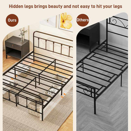 HOMCOM King Size Minimalistic Metal Bed Frame - Black