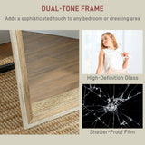 HOMCOM 162.6 cm Two-Tone Full Length Mirror - White/Oak-Tone