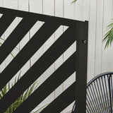 Outsunny 6.5FT Decorative Outdoor Divider, Metal Privacy Screen with Stand, Triangle Style, Black