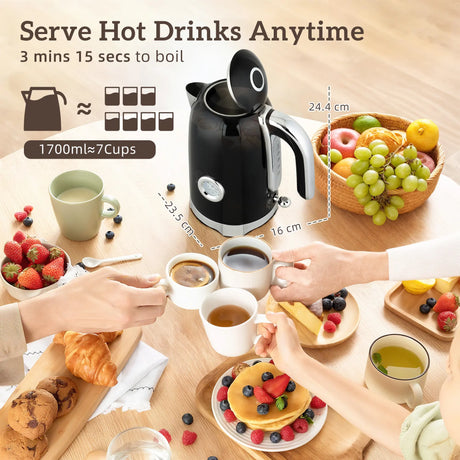 HOMCOM Retro 3000W Kettle and Toaster Set - Black