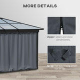 Outsunny Replacement Gazebo Curtains 4-Panel Sidewalls with Zipper for 3 x 3 (M) Yard Gazebos Canopy Tent, Dark Grey