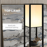 HOMCOM Floor Lamp with Shelves and Top Light, Modern Corner Standing Lamp for Living Room, Bedroom, Bulb not Included, Black