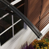 Outsunny Front Door Canopy Outdoor Awning Aluminium Rigid Plastic Polycarbonate Rain Shelter UV Water Rain Resistant 100 x 75cm Brown