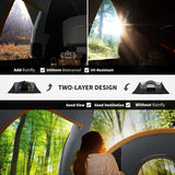 Outsunny 5-6 Man Dome Camping Tent - Light Grey and Black