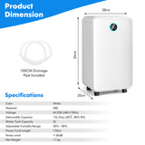 Portable 12L Dehumidifier with 3 Modes and 24H Timer-White