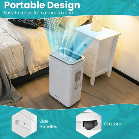 25L/Day Dehumidifier with 6.5L Water Tank and 24H Timer for Home Basement-White