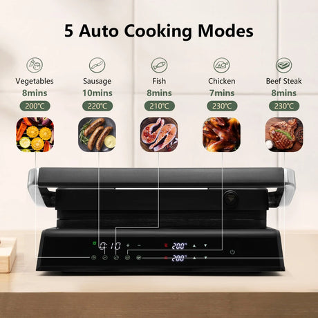 1200W Non-Stick Electric Grill with Adjustable Temperature