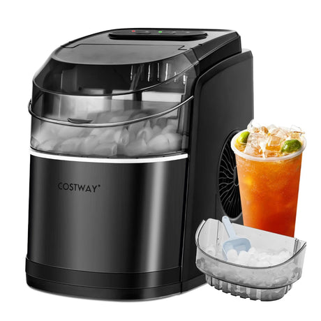 Portable Countertop Ice Maker with Ice Scoop and Basket-Black