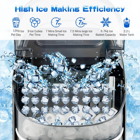 Portable Countertop Ice Maker with Ice Scoop and Basket-White