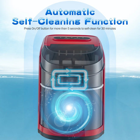 Portable Countertop Ice Maker with Ice Scoop and Basket-Red