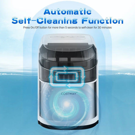 Portable Countertop Ice Maker with Ice Scoop and Basket-White