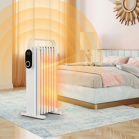 Portable Electric Heater with Overheat and Tip-Over Protection-White