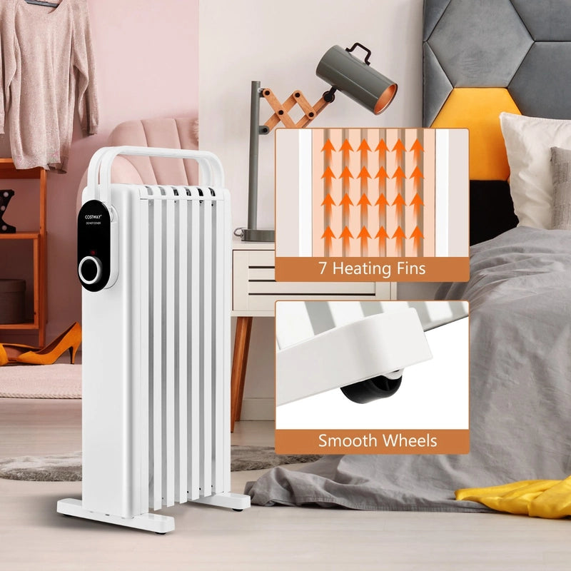 Portable Electric Heater with Overheat and Tip-Over Protection-White