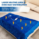 160 x 130 CM Electric Heated Throw Blanket with 10 Heat Settings-Blue