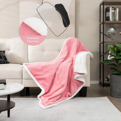 154 x 130 CM Reversible Electric Heated Blanket with 10 Heat Settings-Pink