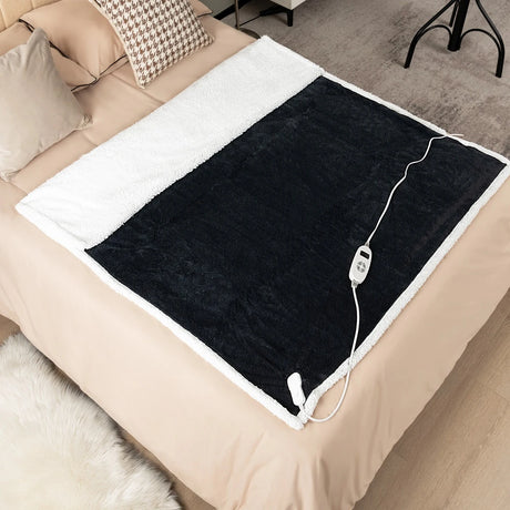 154 x 130 CM Reversible Electric Heated Blanket with 10 Heat Settings-Dark Grey