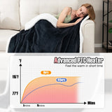 154 x 130 CM Reversible Electric Heated Blanket with 10 Heat Settings-Dark Grey