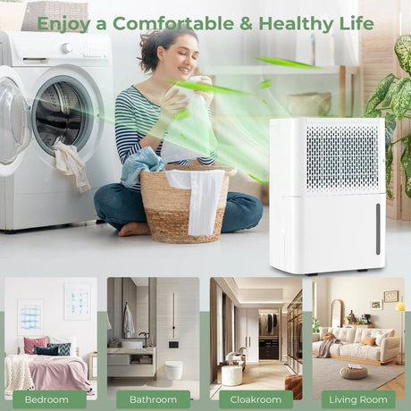 20L/Day Dehumidifier with Continuous Drying Auto Mode and 24H Timer-White