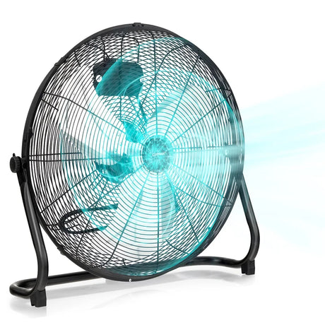160W High Velocity Floor Fan with 3 Speed and Adjustable Tilting Head-Black