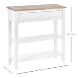 HOMCOM Console Table Hallway Side Desk 1 Drawer 2 Shelves Worktop Handle Retro Elegant Style Home Display Storage for Bedroom Livingroom