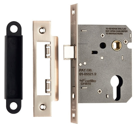 76MM SASH LOCK - EURO - 47.5MM C/C - SQUARE_x005F
 - SATIN NICKEL - EACH