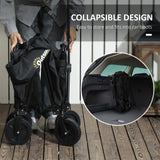 Outsunny 120L Festival Trolley on Wheels, Folding & Compact Camping Trolley Cart with Adjustable Handle for Garden, Beach, Fishing, Black