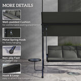 Outsunny Three-Seater Garden Swing, with Adjustable Canopy - Black/Grey