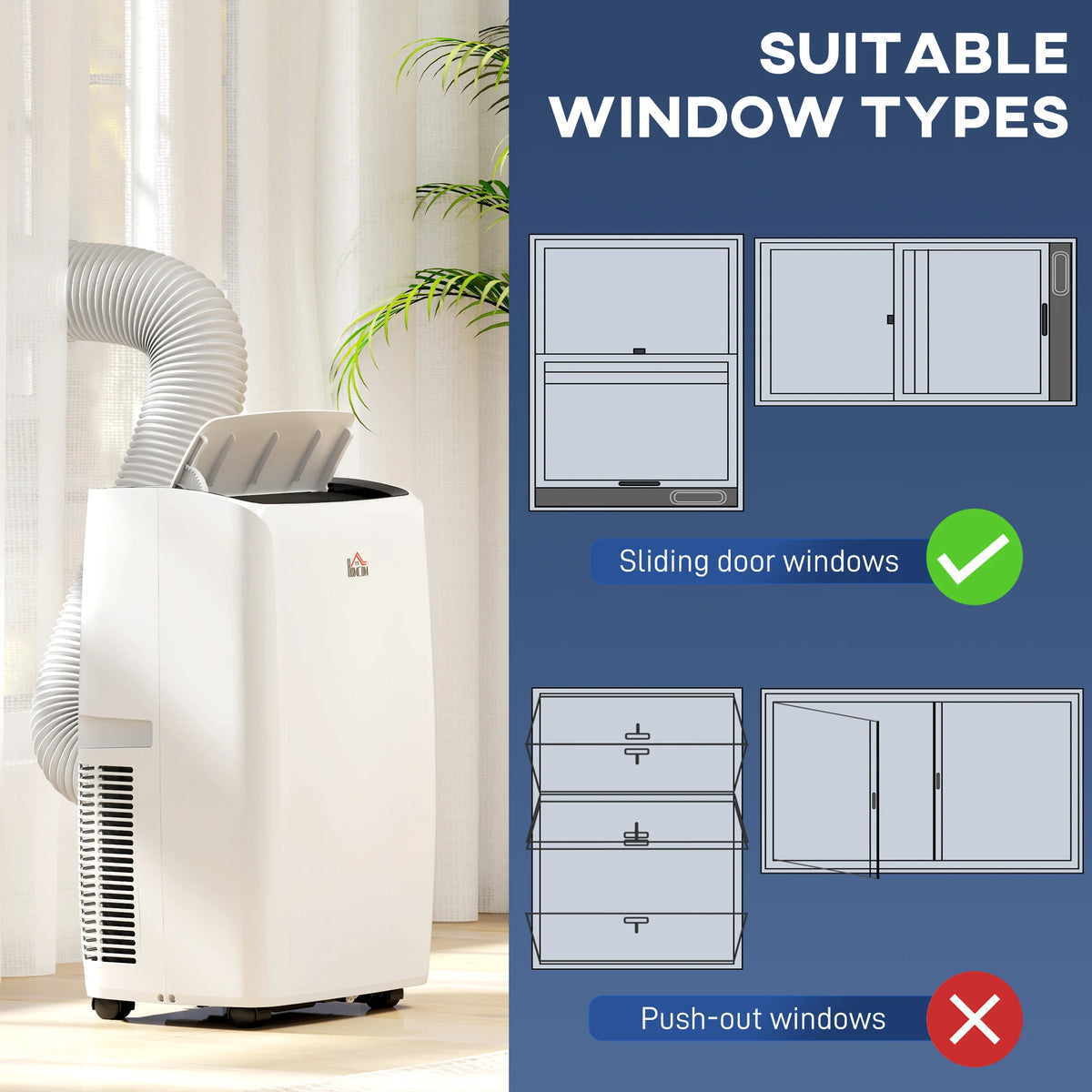 HOMCOM 12,000 BTU Mobile Air Conditioner, Grade A Rated - White