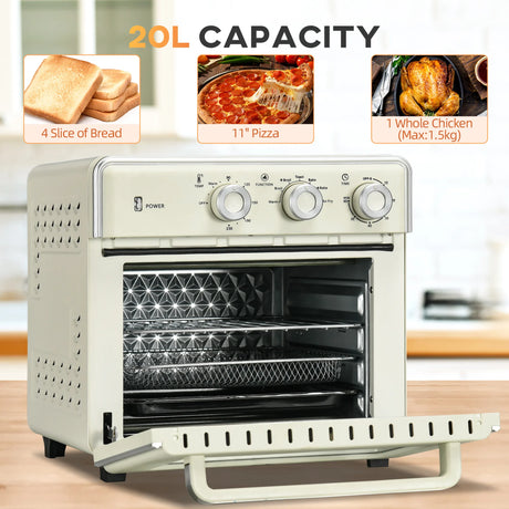 HOMCOM 20L 90-230 Mini Electric Oven - Cream
