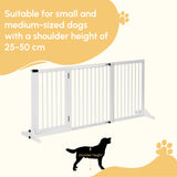 PawHut Wooden Dog Gate, Dog Fence Indoor, Freestanding Dog Barrier, Adjustable Lockable Fence with 3 Panels, 71H x 113-166W cm, White