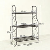 Outsunny 3-Tier Metal Plant Stand, Heavy Duty Ladder Shelf Potted Plants Display Rack, Indoor Outdoor Flower Pot Holder